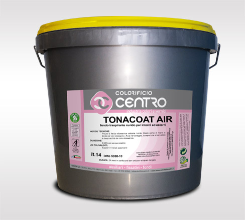 TONACOAT AIR è una pittura di fondo traspirante colorata ruvida a base di resine silossaniche e cariche naturali. TONACOAT AIR è ideale come mano di fondo per tutti i vari cilci traspiranti. Inoltre grazie alla sua traspirabilità è idelae come fondo per pitture e rivestimenti a spessore acril-silossanoci e o silossanici. TONACOAT AIR è un fondo pigmentato che grazie alla sua ruvidità facilita l’adesione e l’applicazione di svariati rivestimenti sia minerali sia sintetici, sostituisce il normale fissativo quando il fondo è in buono stato, ed essendo colorabile favorisce l’eliminazione di antiestetiche trasparenze del rivestimento a mano unica. Essendo di natura silossanica non altera la naturale traspirabilità del supporto minerale ed è specifica come fondo su supporti adeguatamente intonacati con malte macroporose deumidificanti. Destinazione: Pareti esterne. Preparazione del supporto: Tutti i supporti devono essere accuratamente preparati mediante spazzolatura manuale. Su muri friabili applicare una mano di FISTOP. Su muri con presenza di alghe applicare una mano di detergente per pareti ANTIMUF+, attendere almeno 12 ore prima di procedere con una mano di fondo colorato. Su muri colpiti da salnitro è opportuno spazzolare e lavare bene, applicare una mano pronta all’uso di FISTOP. Attrezzatura: Pennello, rullo. Diluizione: 50% in volume con acqua potabile. Modalità di applicazione: Applicare il prodotto a mano unica. Resa indicativa: 7-10 mq/l per mano. Colori: Bianco e colori base in riferimento al prodotto finale.